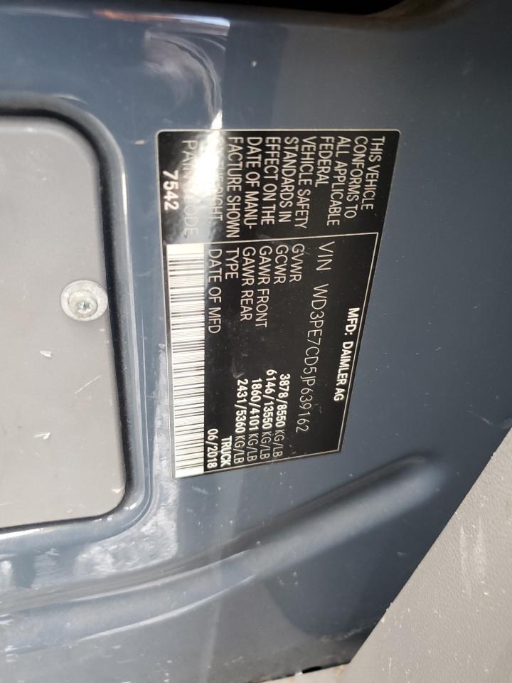 2018 Mercedes-Benz Sprinter 2500 VIN: WD3PE7CD5JP639162 Lot: 59722255