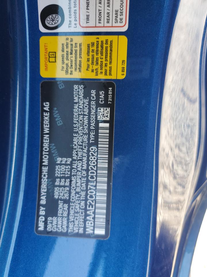 2020 BMW 840I VIN: WBAAE2C07LCD26829 Lot: 60537725