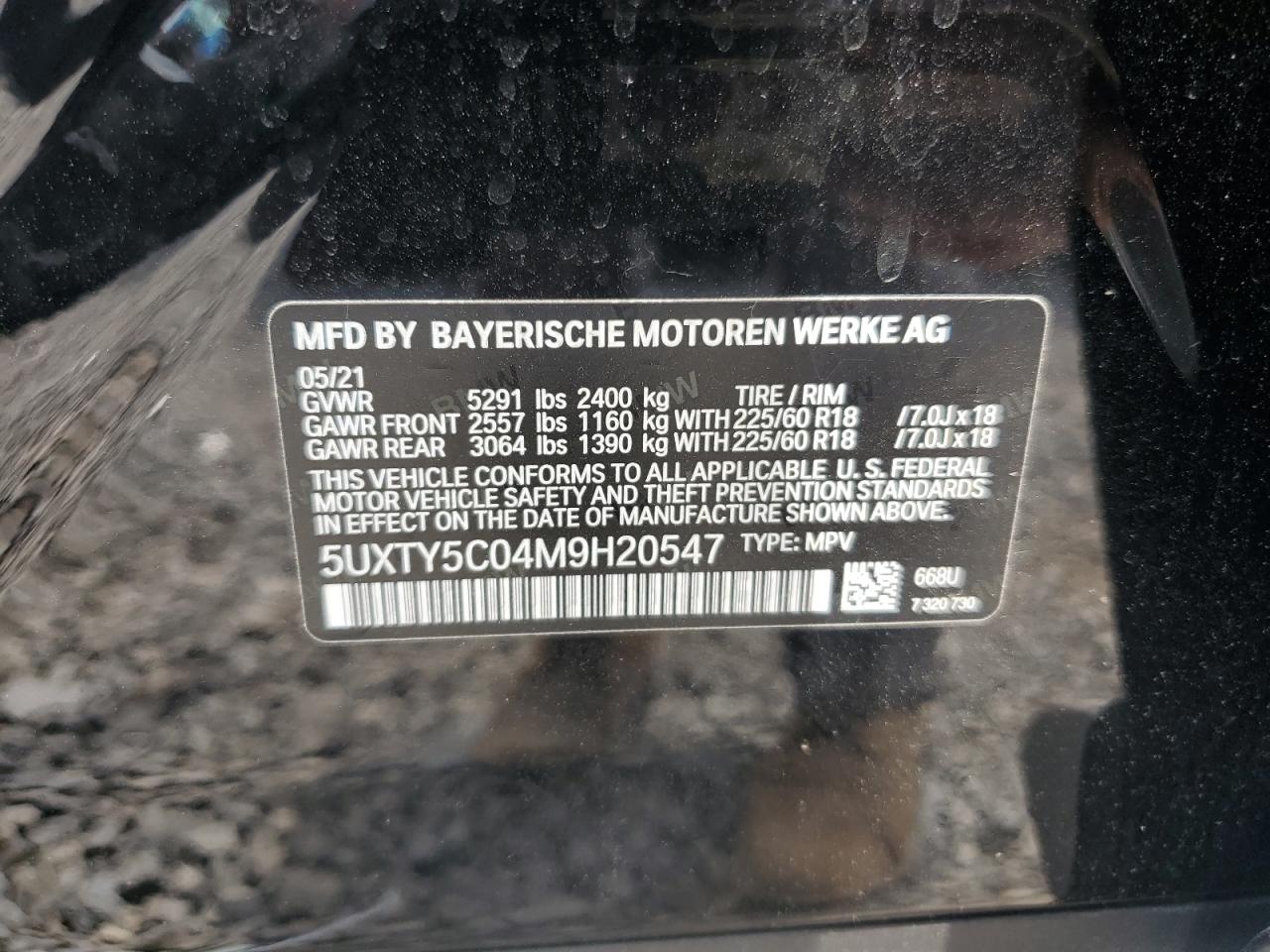 BMW X3 2021 VIN 5UXTY5C04M9H20547 zdjęcie 13