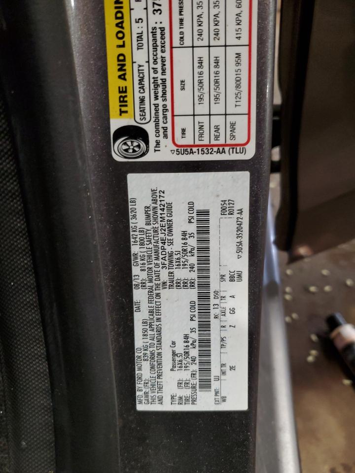 2014 Ford Fiesta Se VIN: 3FADP4EJ2EM142172 Lot: 62319785
