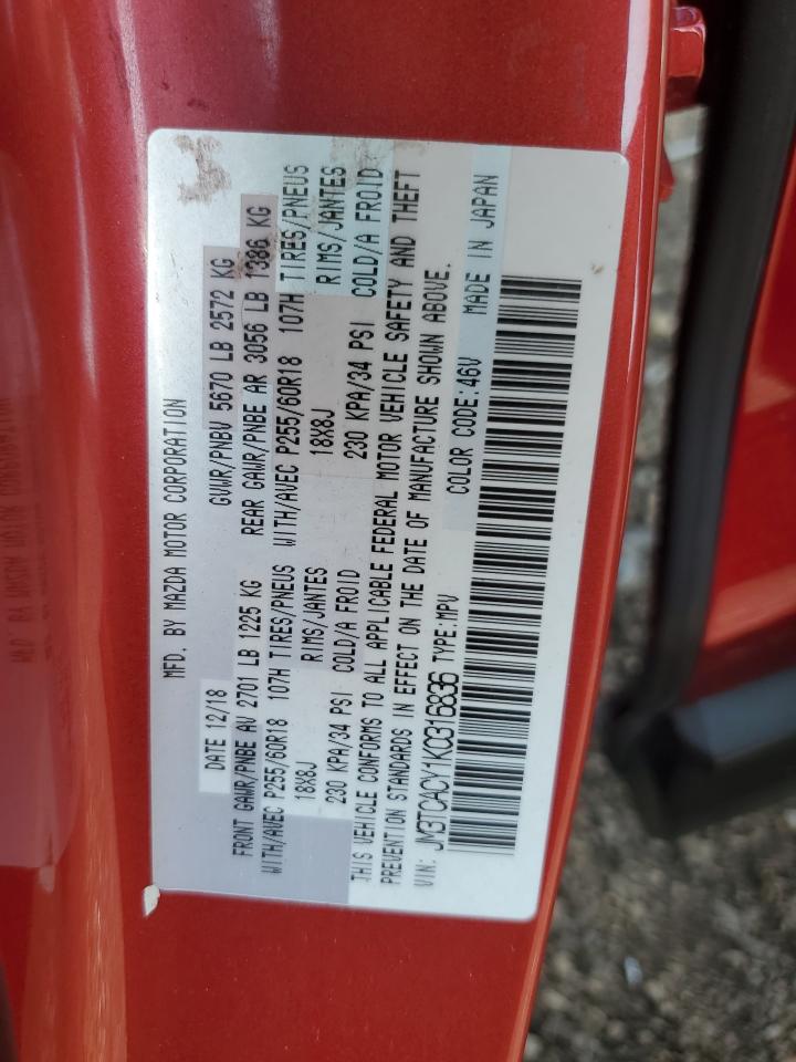 2019 Mazda Cx-9 Touring VIN: JM3TCACY1K0316836 Lot: 62416535