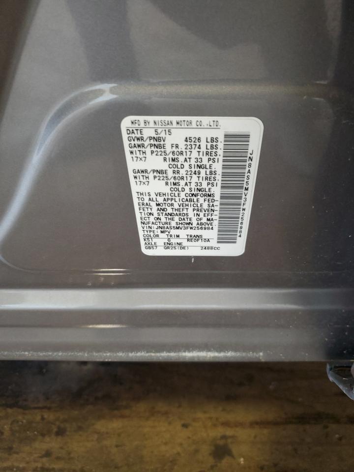 2015 Nissan Rogue Select S VIN: JN8AS5MV3FW256984 Lot: 59552185