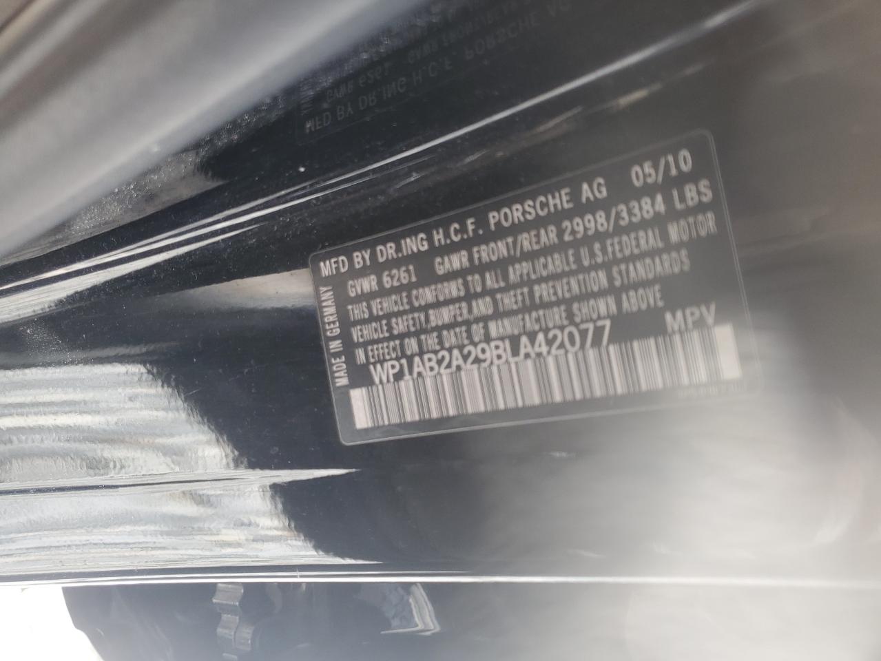2011 Porsche Cayenne S VIN: WP1AB2A29BLA42077 Lot: 62181095