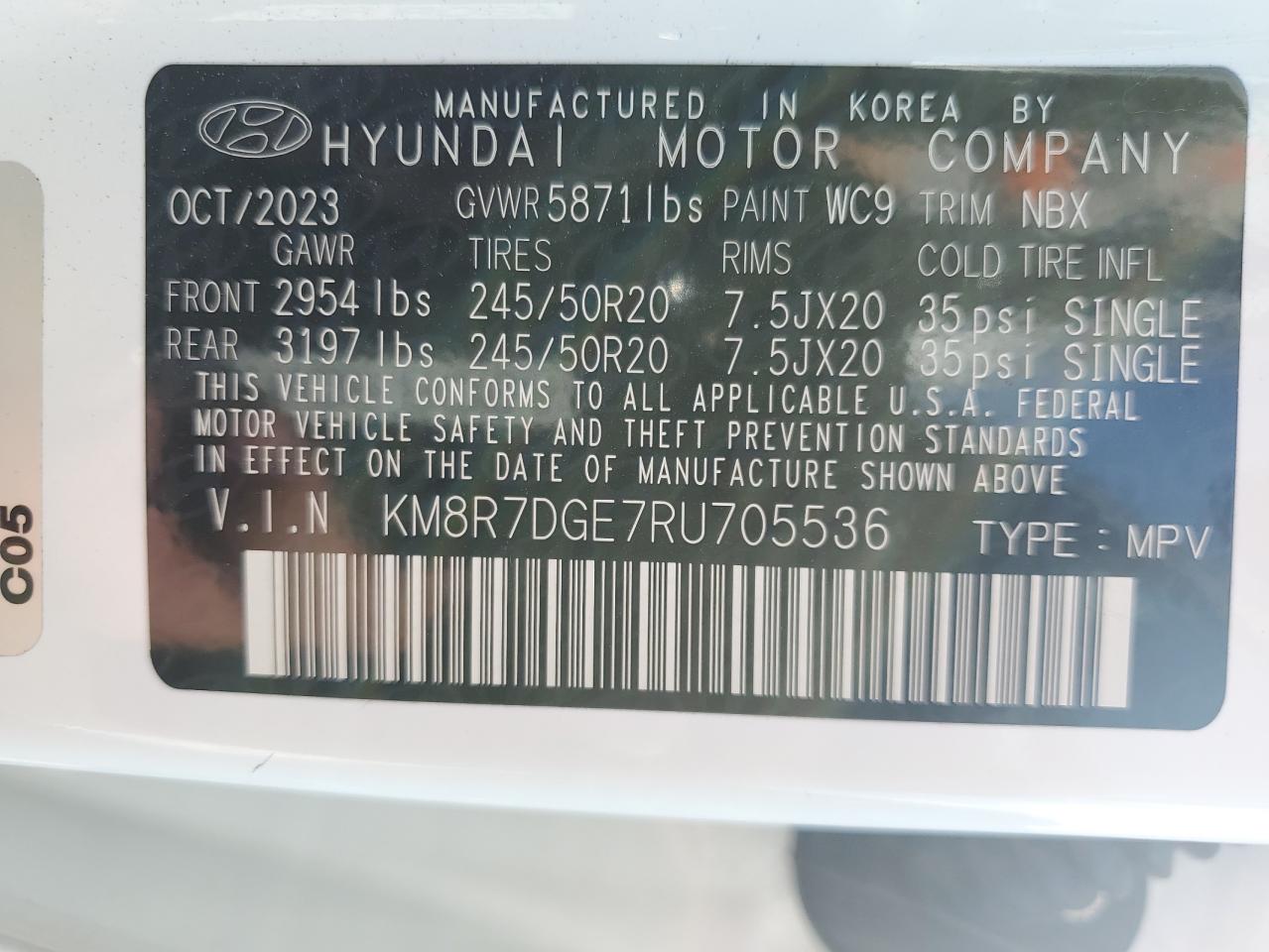 2024 Hyundai Palisade Calligraphy VIN: KM8R7DGE7RU705536 Lot: 59618995