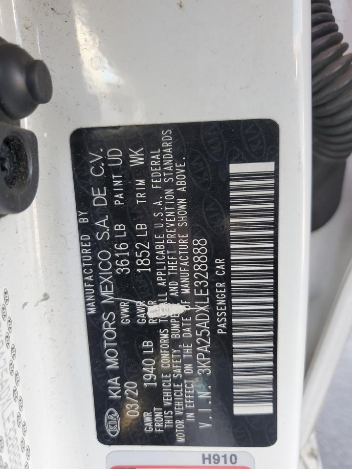 2020 Kia Rio Lx VIN: 3KPA25ADXLE328888 Lot: 61478985