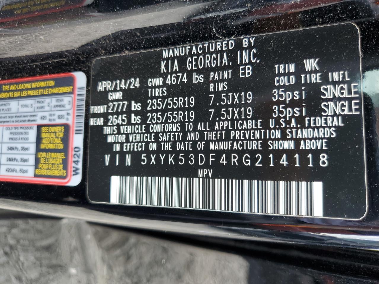 KIA SPORTAGE 2024 VIN 5XYK53DF4RG214118 фото 13