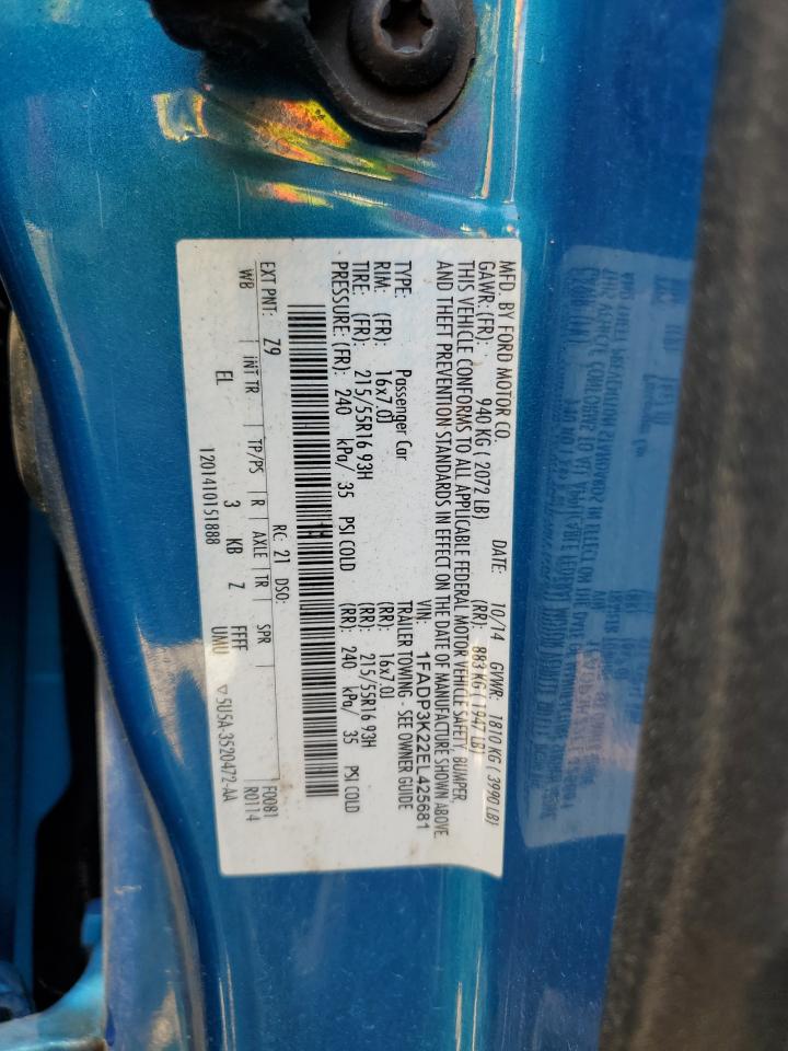 FORD FOCUS 2014 VIN 1FADP3K22EL425681 photo 14