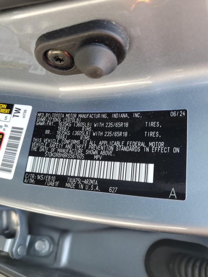 TOYOTA HIGHLANDER 2024 VIN 5TDKDRBH8RS567605 zdjęcie 13