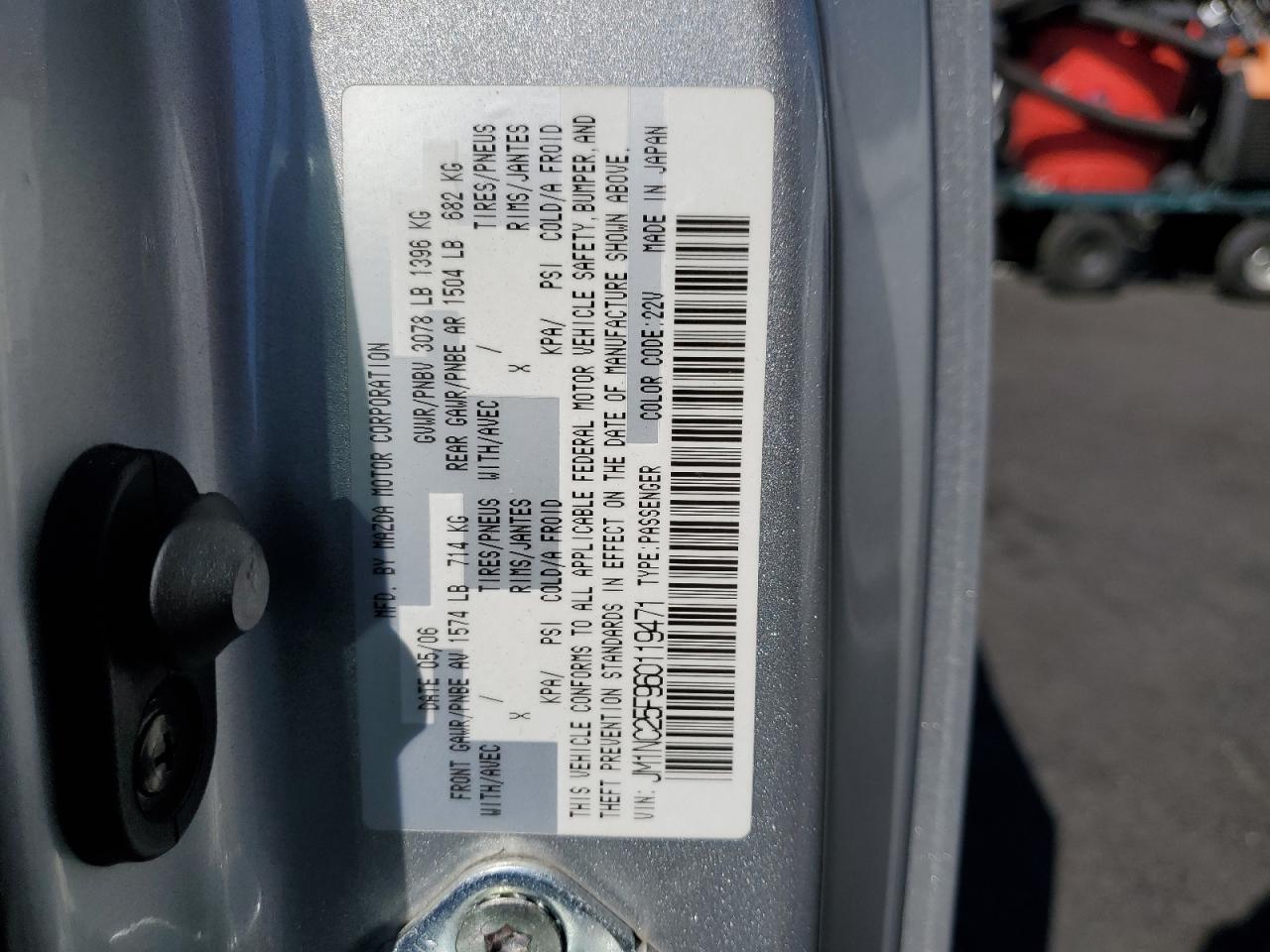 2006 Mazda Mx-5 Miata VIN: JM1NC25F960119471 Lot: 63057975