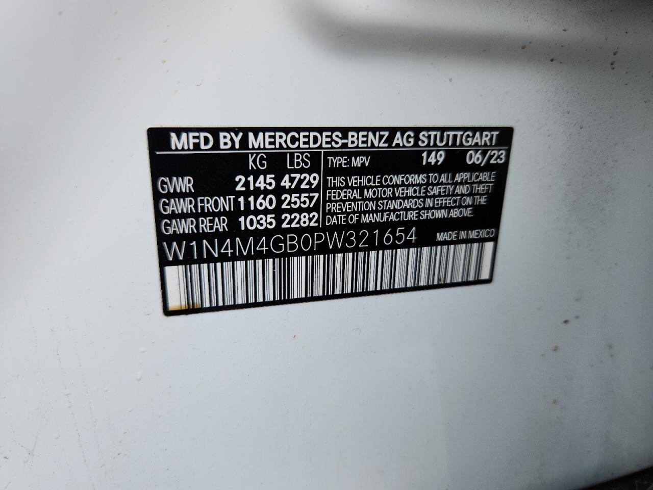 2023 Mercedes-Benz Glb 250 VIN: W1N4M4GB0PW321654 Lot: 61032965