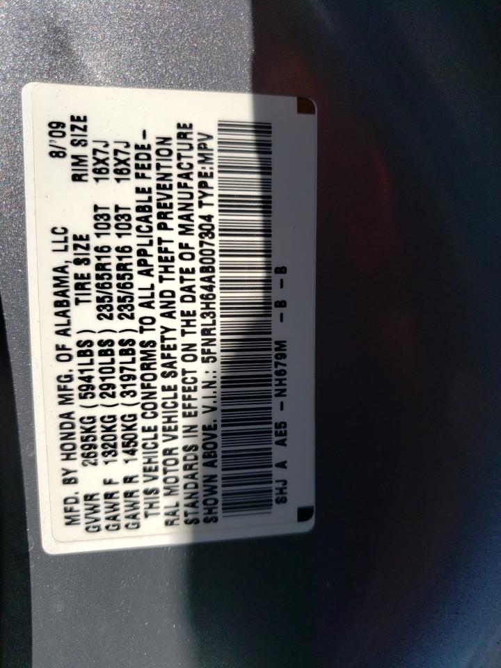 2010 Honda Odyssey Exl VIN: 5FNRL3H64AB007304 Lot: 59897385