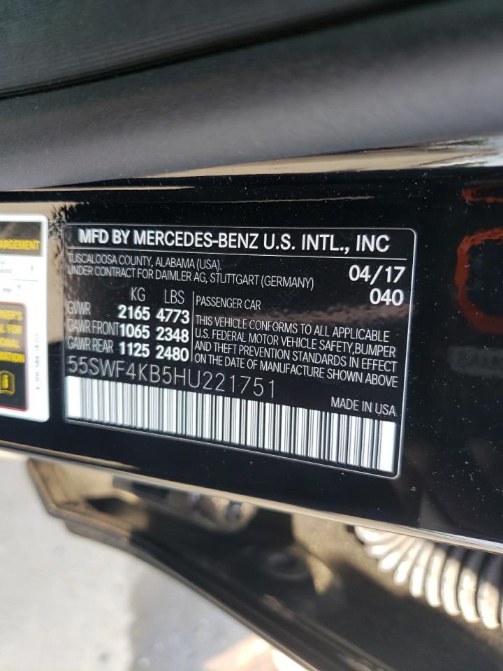 2017 Mercedes-Benz C 300 4Matic VIN: 55SWF4KB5HU221751 Lot: 60019865
