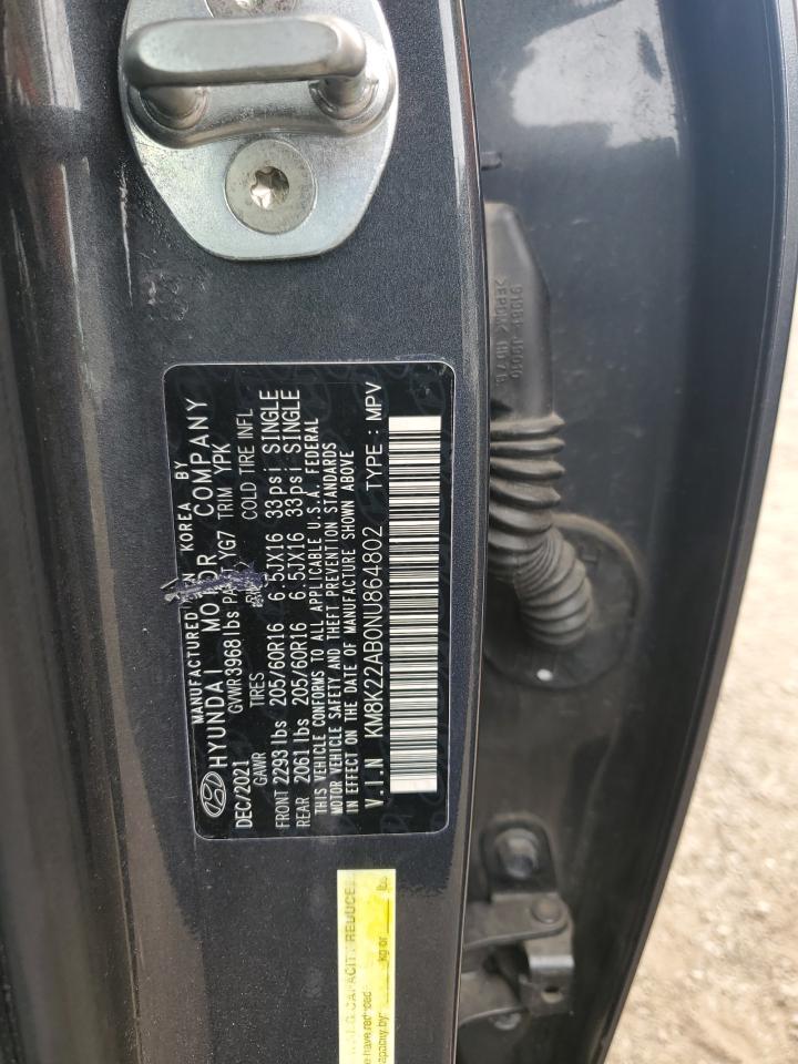 2022 Hyundai Kona Sel VIN: KM8K22AB0NU864802 Lot: 62666235