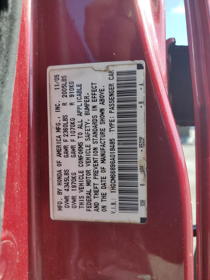 2006 Honda Accord Ex VIN: 1HGCM66896A018485 Lot: 61642545