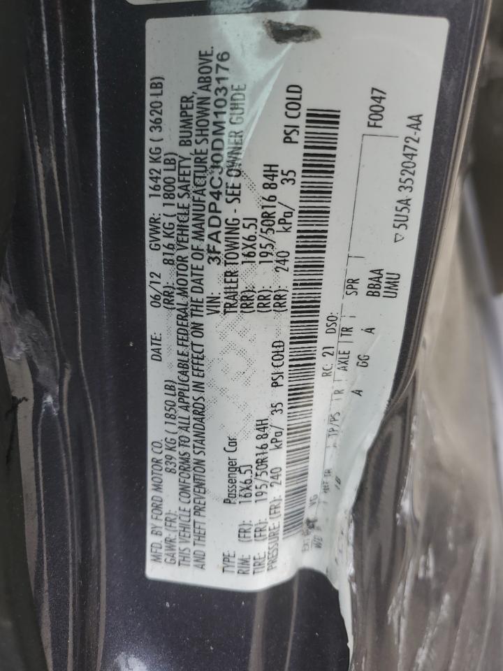 2013 Ford Fiesta Titanium VIN: 3FADP4CJ0DM103176 Lot: 62416545
