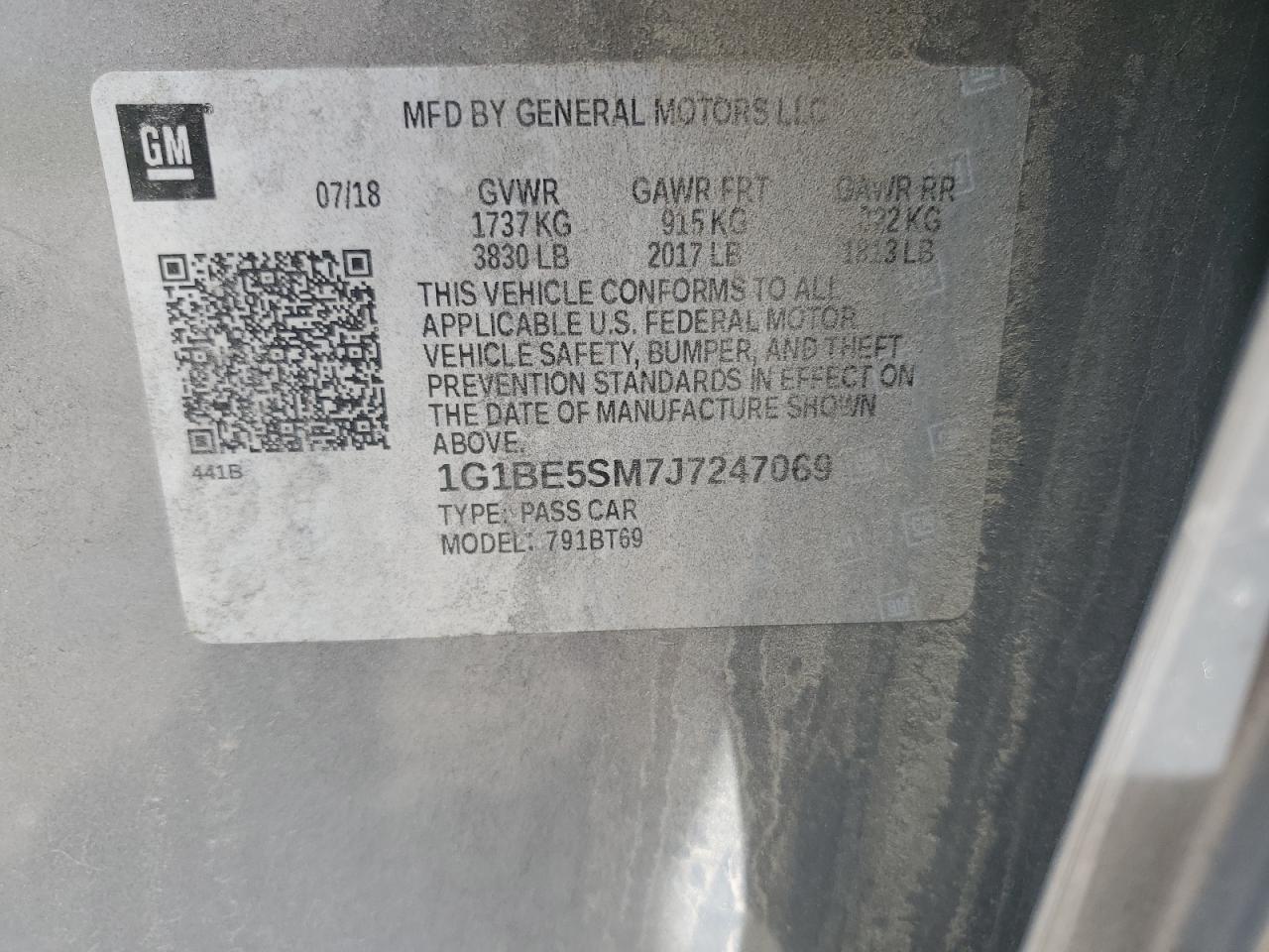 CHEVROLET CRUZE 2018 VIN 1G1BE5SM7J7247069 photo 12