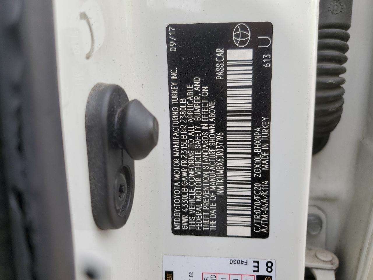 2018 Toyota C-Hr Xle VIN: NMTKHMBX6JR037196 Lot: 62195885