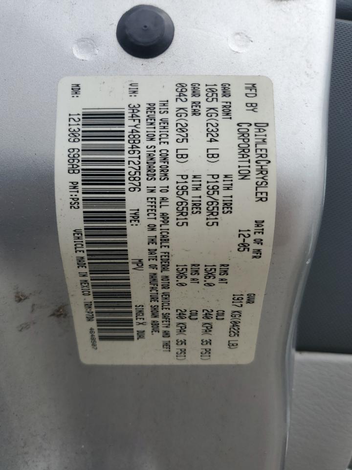 2006 Chrysler Pt Cruiser VIN: 3A4FY48B46T275876 Lot: 63085765