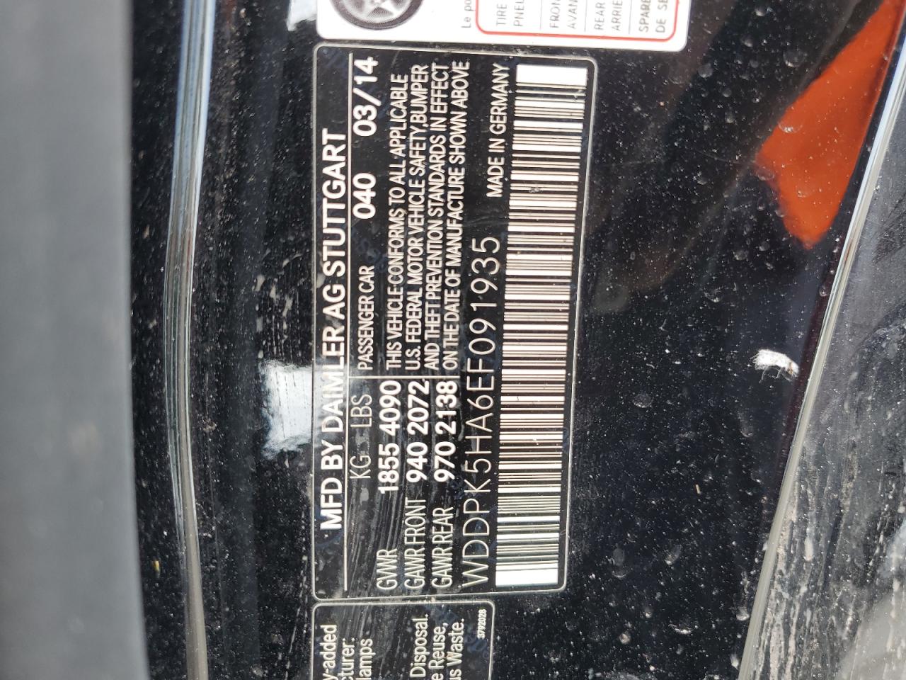 2014 Mercedes-Benz Slk 350 VIN: WDDPK5HA6EF091935 Lot: 62969735