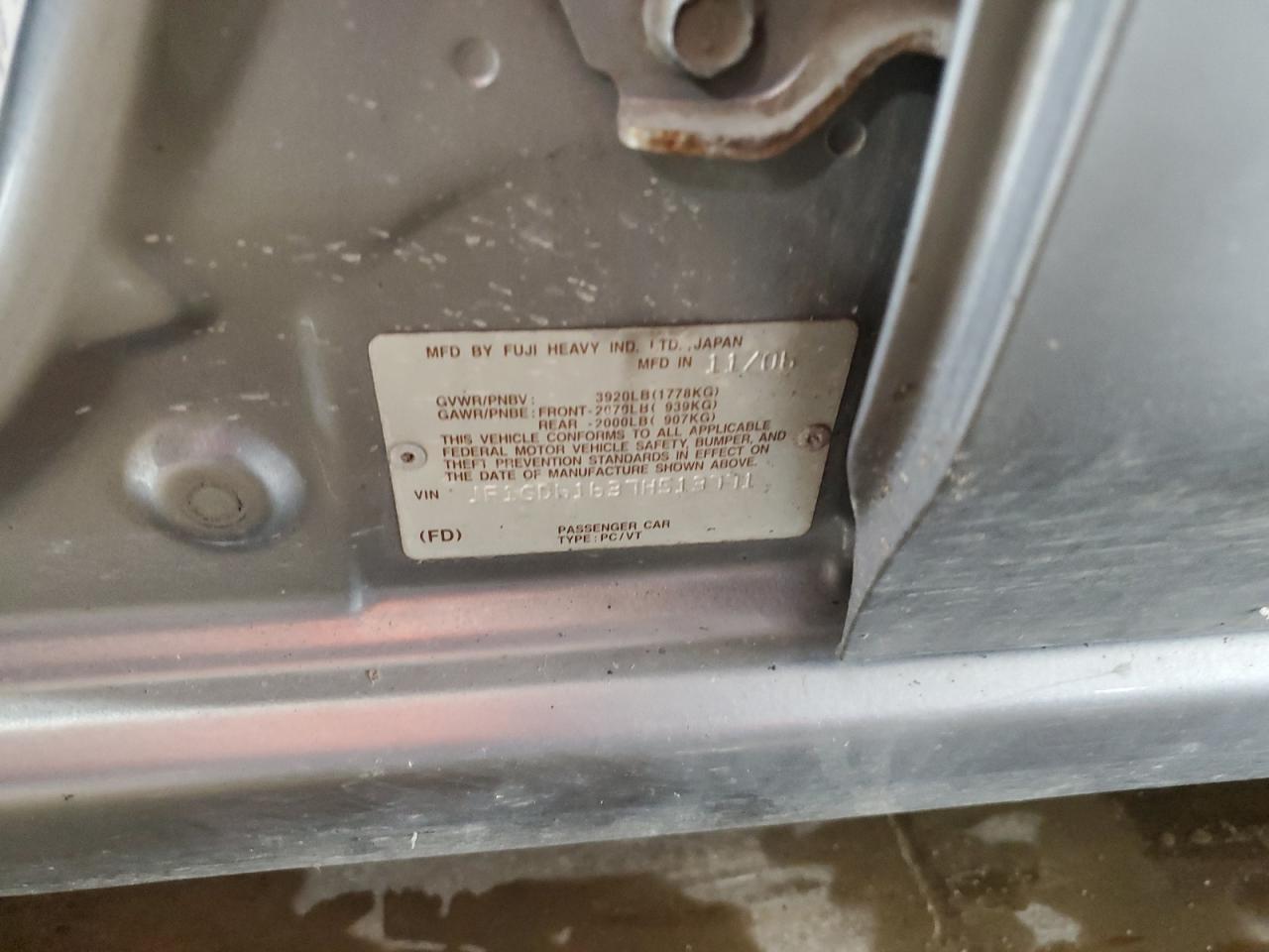 2007 Subaru Impreza 2.5I VIN: JF1GD61637H513771 Lot: 61279635