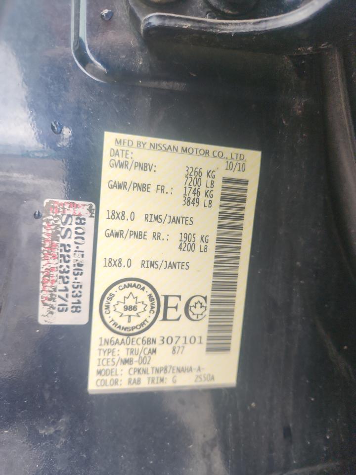 2011 Nissan Titan S VIN: 1N6AA0EC6BN307101 Lot: 62576445