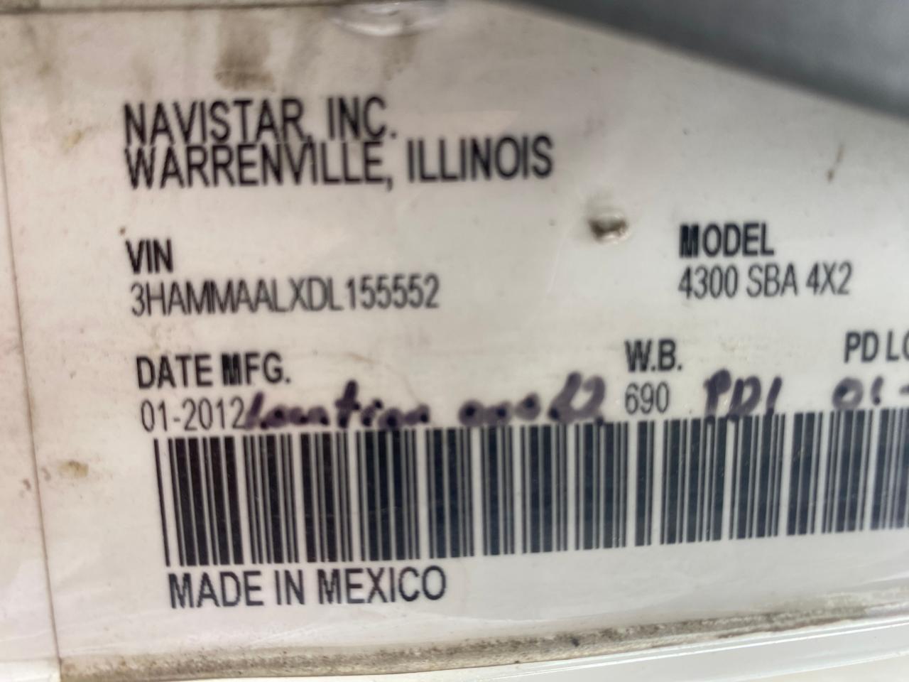 INTERNATIONAL 4000 SERIE 2013 VIN 3HAMMAALXDL155552 фото 10