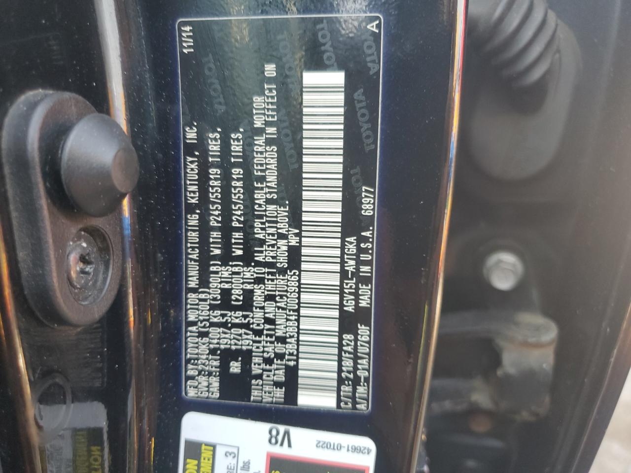 2015 Toyota Venza Le VIN: 4T3BA3BB4FU069865 Lot: 60876635