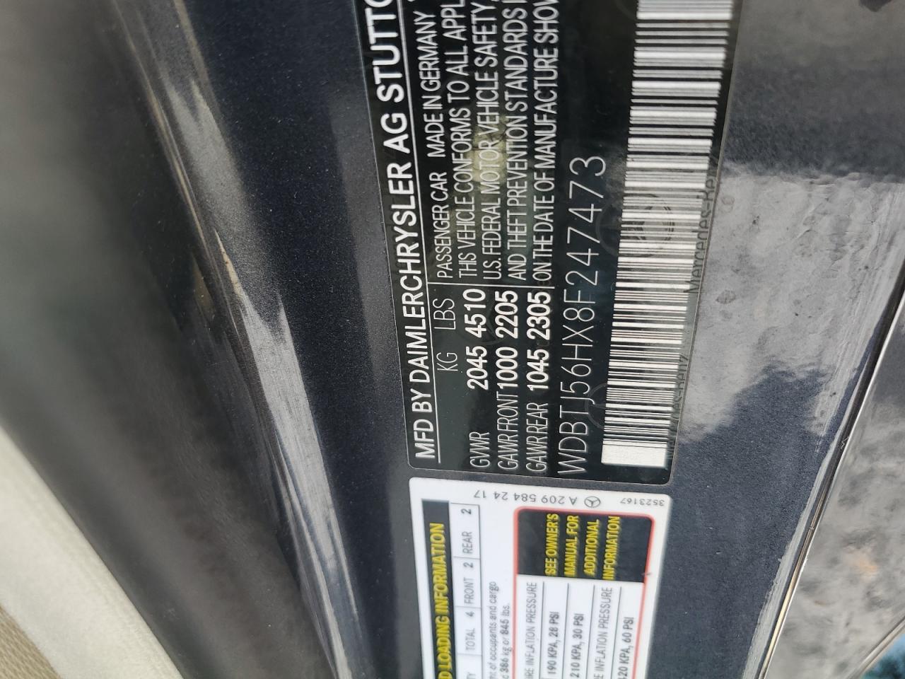 2008 Mercedes-Benz Clk 350 VIN: WDBTJ56HX8F247473 Lot: 61360455