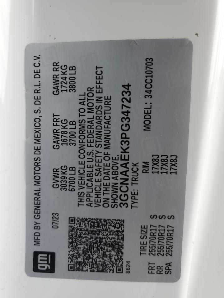 2023 Chevrolet Silverado C1500 VIN: 3GCNAAEK3PG347234 Lot: 61129065