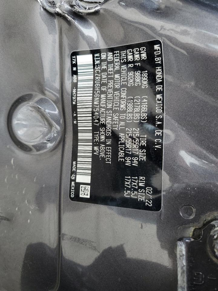 2022 Honda Hr-V Ex VIN: 3CZRU6H56NM754047 Lot: 59754765