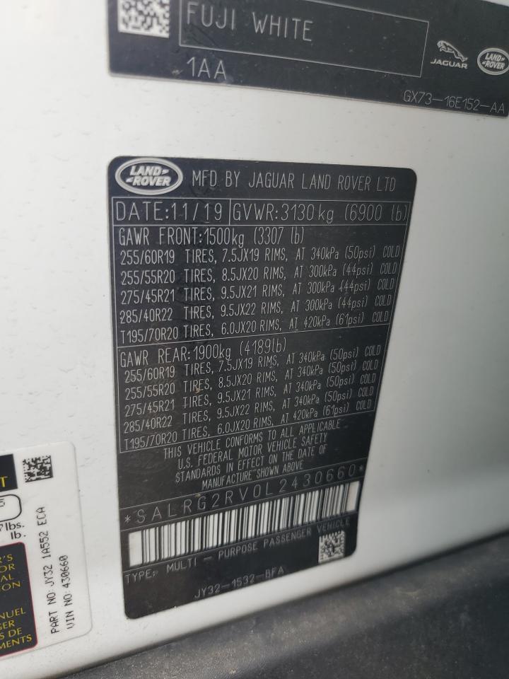 2020 Land Rover Discovery Se VIN: SALRG2RV0L2430660 Lot: 59772935