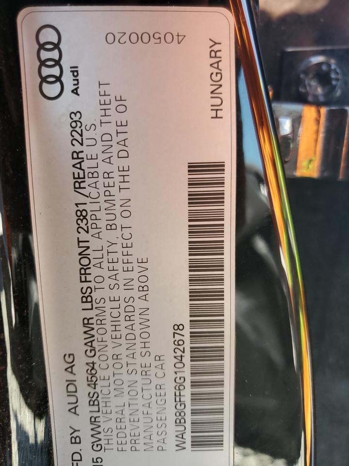 2016 Audi A3 Premium VIN: WAUB8GFF6G1042678 Lot: 61382905