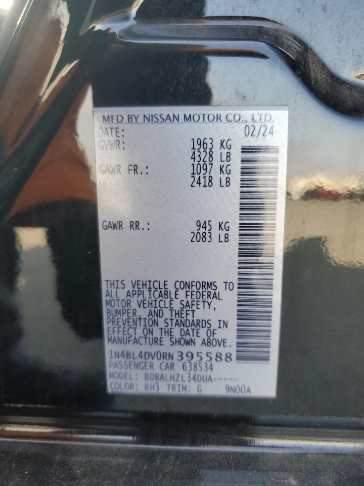 2024 Nissan Altima Sv VIN: 1N4BL4DV0RN395588 Lot: 60116355
