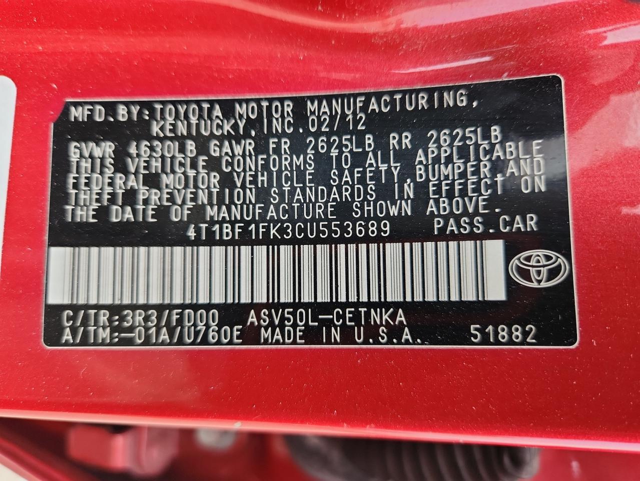 4t1bf1fk3cu553689 4T1BF1FK3CU553689 2012 Toyota Camry Base
