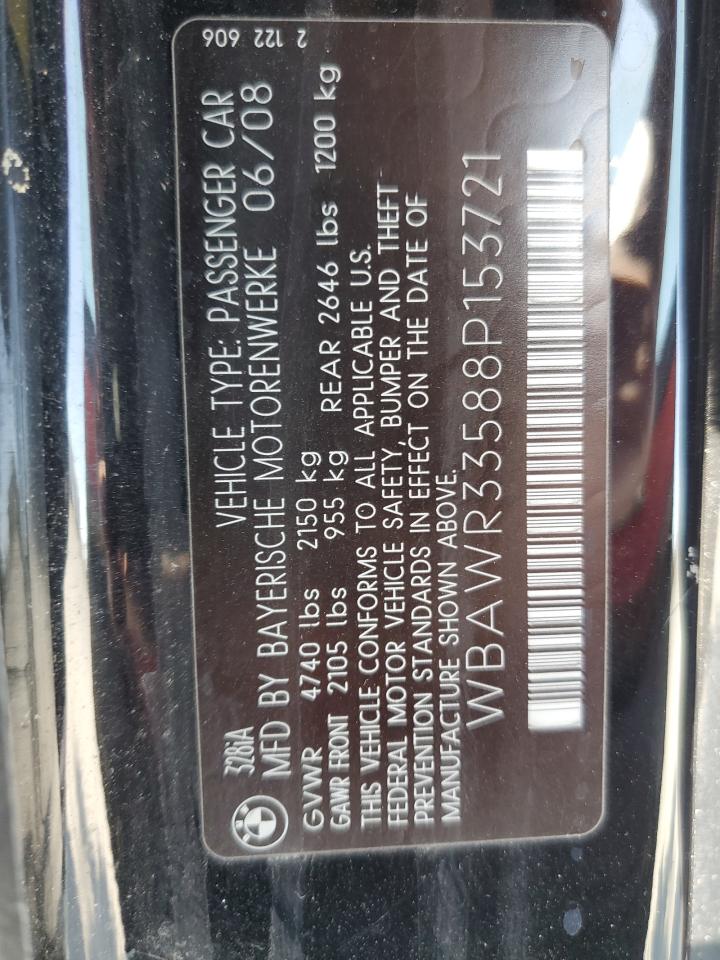 2008 BMW 328 I Sulev VIN: WBAWR33588P153721 Lot: 62384695