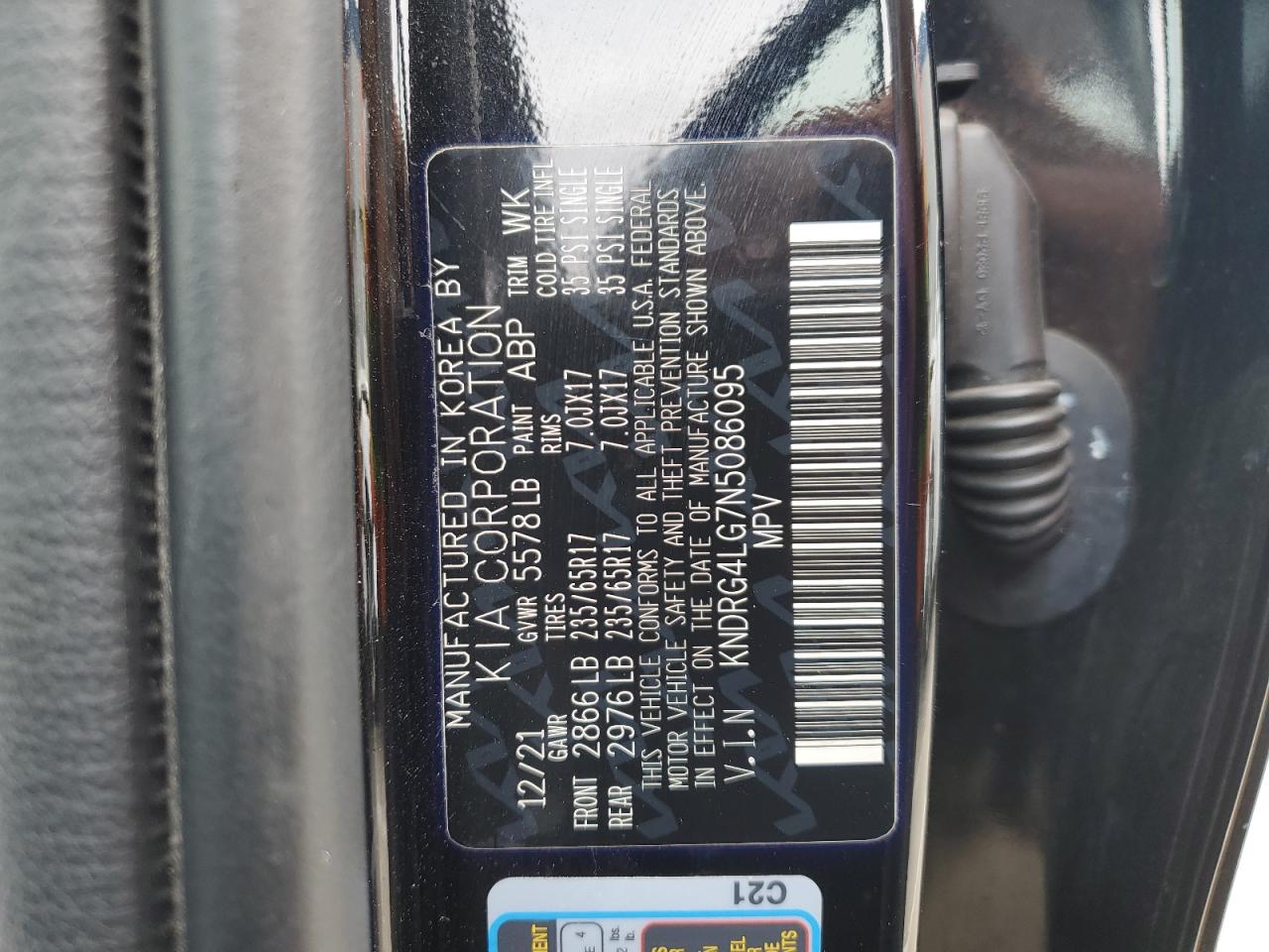 2022 Kia Sorento S VIN: KNDRG4LG7N5086095 Lot: 62318155
