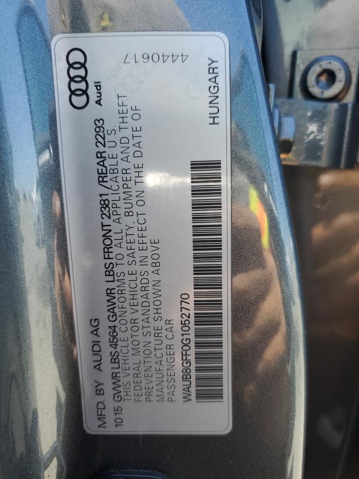 2016 Audi A3 Premium VIN: WAUB8GFF0G1052770 Lot: 62904795