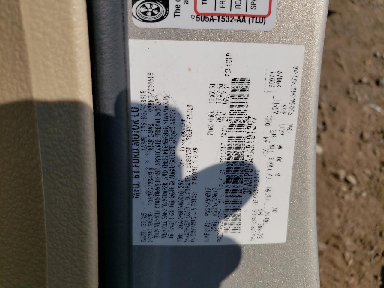 2010 Ford Fusion Se VIN: 3FAHP0HA4AR101397 Lot: 60500465