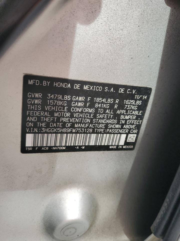 2015 Honda Fit Ex VIN: 3HGGK5H89FM753128 Lot: 62895295