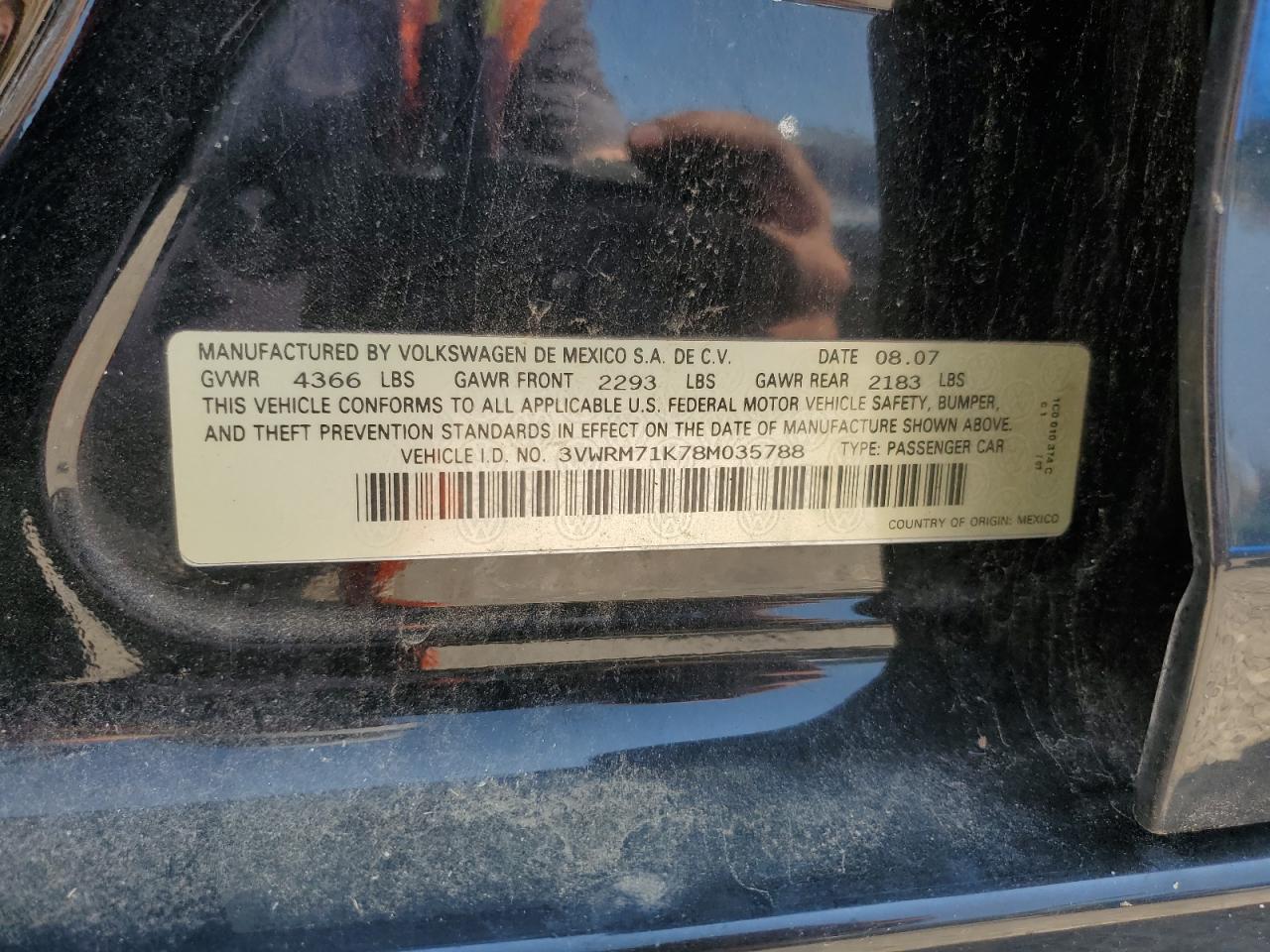 2009 Volkswagen Jetta Se VIN: 3VWRM71K78M035788 Lot: 60355955
