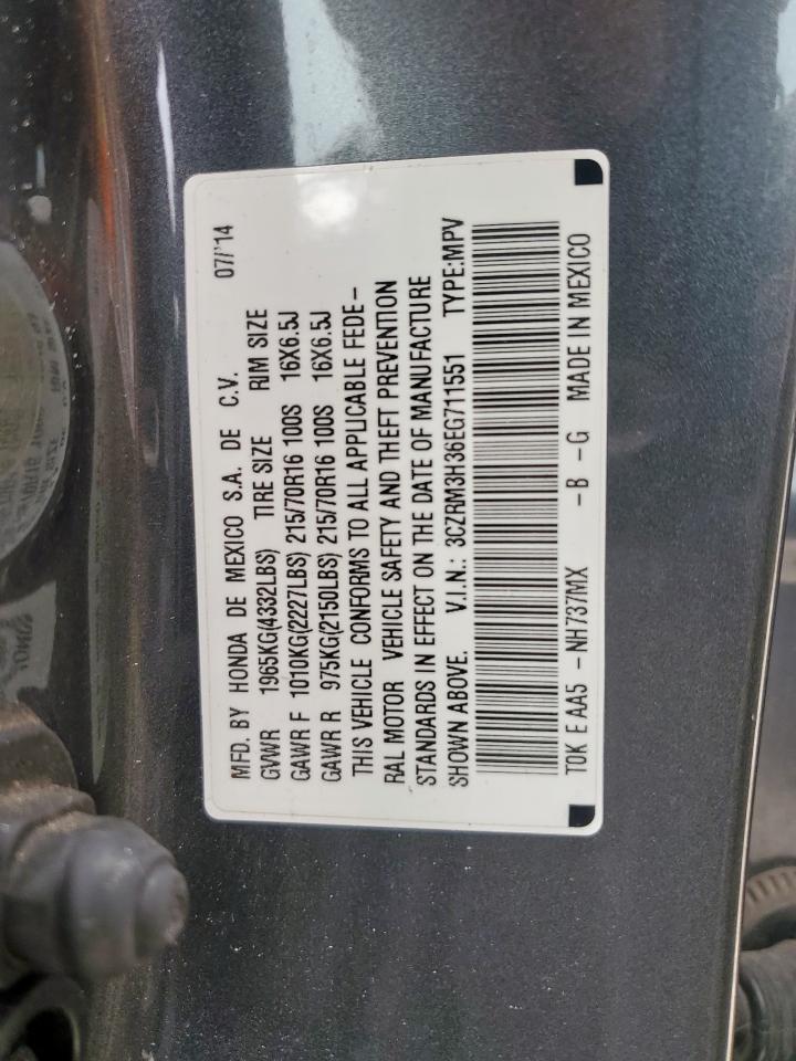 2014 Honda Cr-V Lx VIN: 3CZRM3H36EG711551 Lot: 60851505