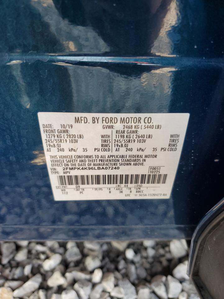 2020 Ford Edge Titanium VIN: 2FMPK4K96LBA07240 Lot: 59499905