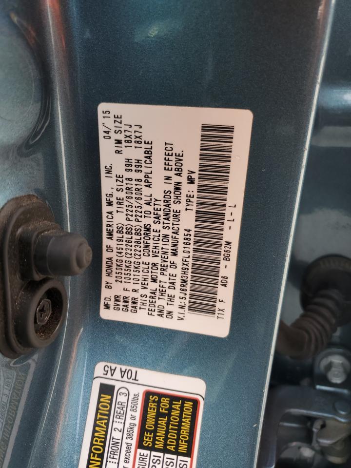 HONDA CRV 2015 VIN 5J6RM3H9XFL016854 фото 14