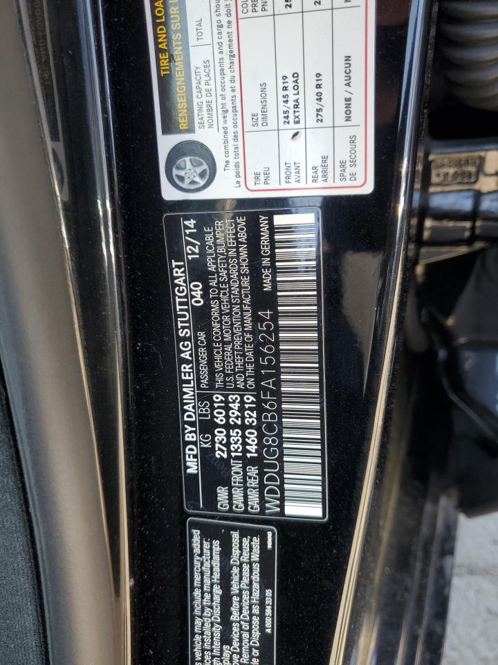 2015 Mercedes-Benz S 550 VIN: WDDUG8CB6FA156254 Lot: 59621025