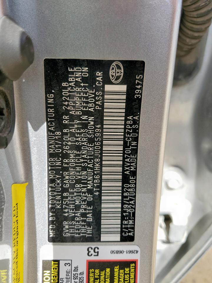 TOYOTA CAMRY 2018 VIN 4T1B61HK8JU065994 photo 12