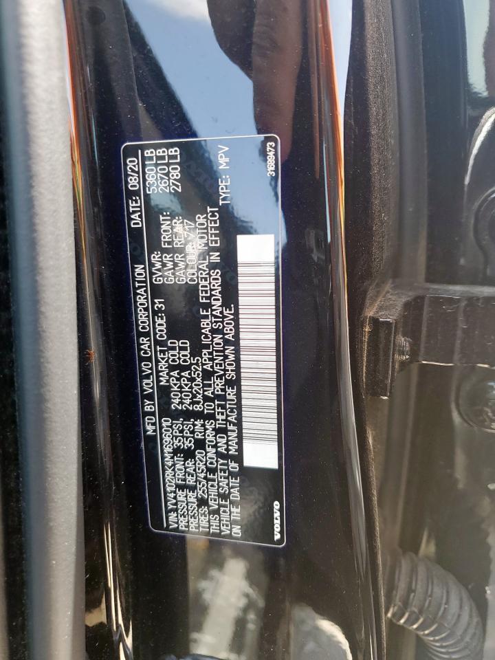 2021 Volvo Xc60 T5 Momentum VIN: YV4102RK4M1696010 Lot: 61426465