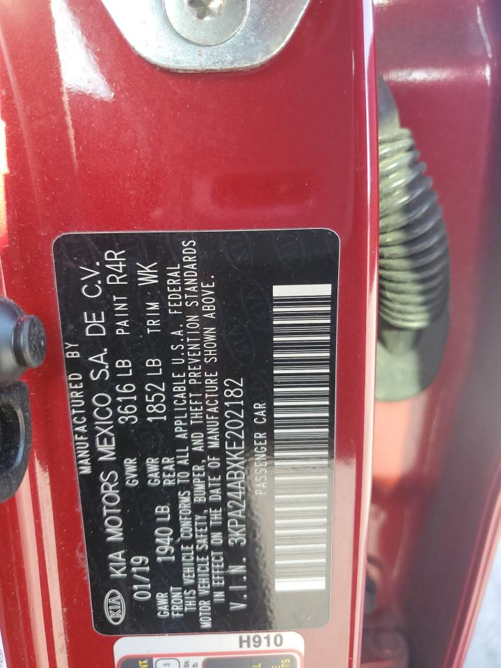 2019 Kia Rio S VIN: 3KPA24ABXKE202182 Lot: 62215985
