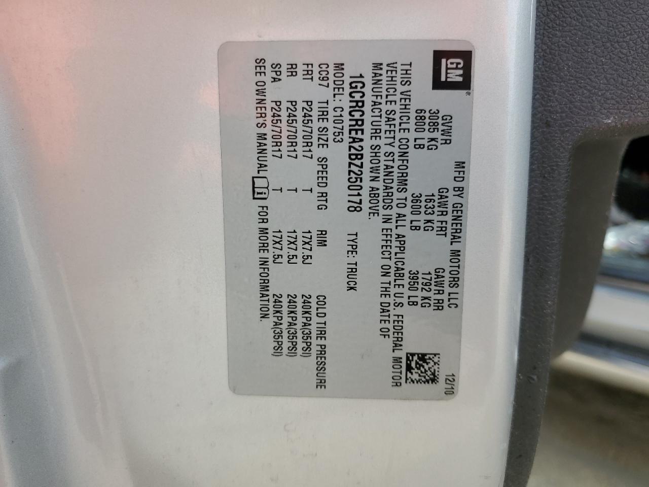 2011 Chevrolet Silverado C1500 Ls VIN: 1GCRCREA2BZ250178 Lot: 59094885