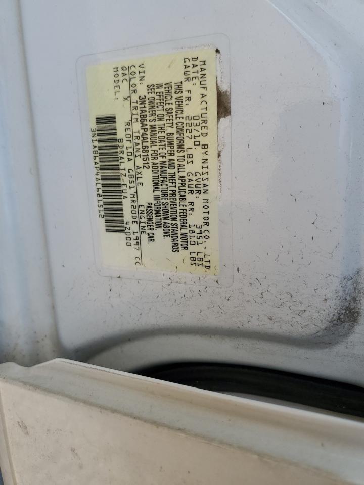 2010 Nissan Sentra 2.0 VIN: 3N1AB6AP4AL681512 Lot: 62529905