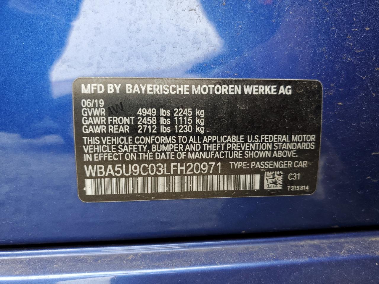 2020 BMW M340Xi VIN: WBA5U9C03LFH20971 Lot: 60873405